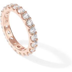 PAVOI 14K Rose Gold Plated Cubic Zirconia Stackable Eternity Ring - Wedding Band for Women - Promise Ring for Couples