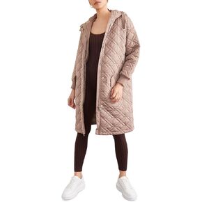 Forever 21 Women's Quilted Hooded Longline Jacket