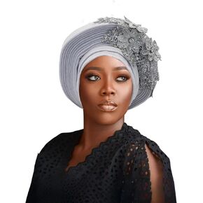 Fashion African Autogele Headtie Nigeria Women Head Wraps Already Made Wedding Geles Church Cap