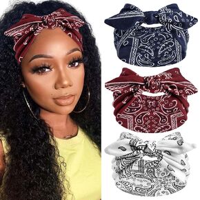 عصابات رأس باندانا Paisley طباعة عصابات عريضة للنساء القوس رئيس الرأس لفائف الرأس غير قسيمة الشعر معقدة وشاح الشاح in Kuwait