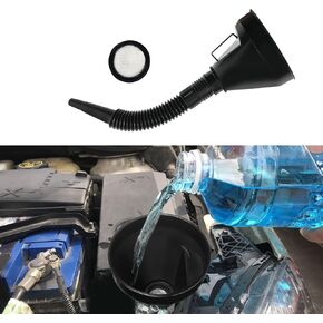 Gasoline Funnels, Large Plastic Wide Mouth Oil Funnel, Automotive Flex Funnel with Hose for Cars Motorcycles Engine Oil Gasoline Gas Fuel Diesel Water Fluid Coolant Transmission