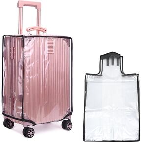2Pack 30" Clear & Black Trim Suitcase Cover,Clear PVC Luggage Cover Protector for Wheeled Suitcase