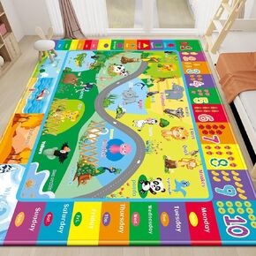 Kids Rugs Play Mat, Animals Zoo Play Rug for Playroom, Fun Playmat ABC Alphabet Educational Area Rug, Kids Baby Floor Mat, Rug for Nursery Classroom Bedroom (110.2X78.7 INCH, Animals Zoo)