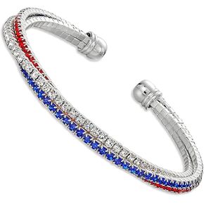 coadipress USA American Flag Bracelet for Women Rhinestone Crystal Red Blue White Bracelet Patriotic 4th of July Independence Day Decorations Gift