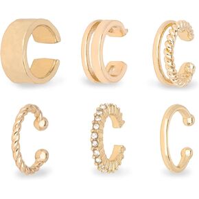 CURASA Ear Cuffs For Women Gold Non Piercing Ear Clips Cartilage Earrings Adjustable Fake Earrings Sets For Teen Girl Trendy Cubic Zirconia Huggie Hoop Lightweight Jewelry Gift