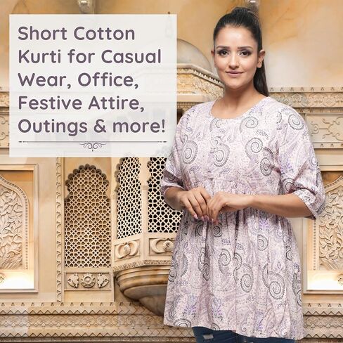 Cotton Kurti Tunic Top for Women - Stylish & Comfortable for Casual & Work Wear, Breathable & Soft in Kuwait