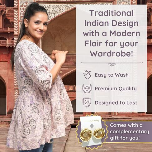 Cotton Kurti Tunic Top for Women - Stylish & Comfortable for Casual & Work Wear, Breathable & Soft in Kuwait