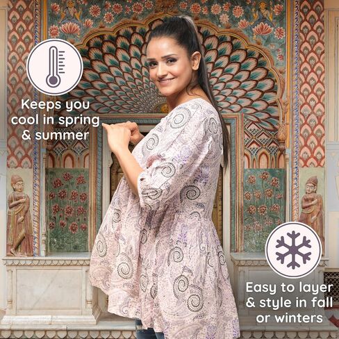 Cotton Kurti Tunic Top for Women - Stylish & Comfortable for Casual & Work Wear, Breathable & Soft in Kuwait