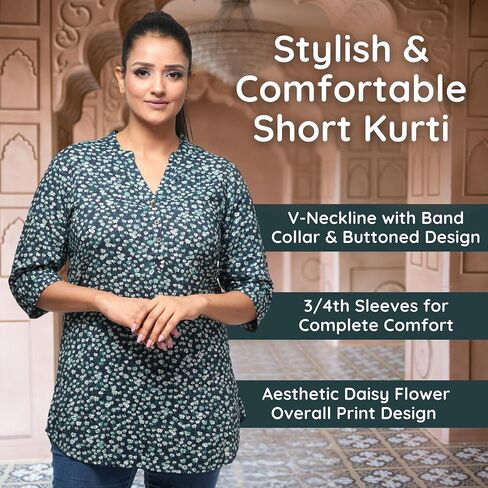 Cotton Kurti Tunic Top for Women - Stylish & Comfortable for Casual & Work Wear, Breathable & Soft in Kuwait