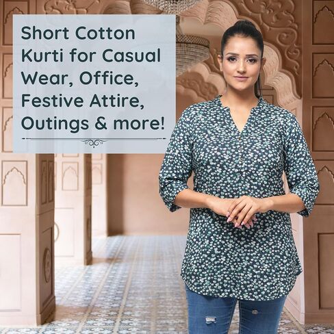 Cotton Kurti Tunic Top for Women - Stylish & Comfortable for Casual & Work Wear, Breathable & Soft in Kuwait