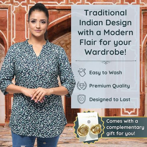 Cotton Kurti Tunic Top for Women - Stylish & Comfortable for Casual & Work Wear, Breathable & Soft in Kuwait