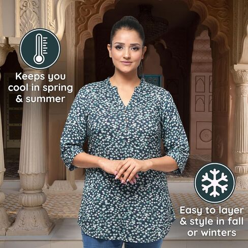 Cotton Kurti Tunic Top for Women - Stylish & Comfortable for Casual & Work Wear, Breathable & Soft in Kuwait