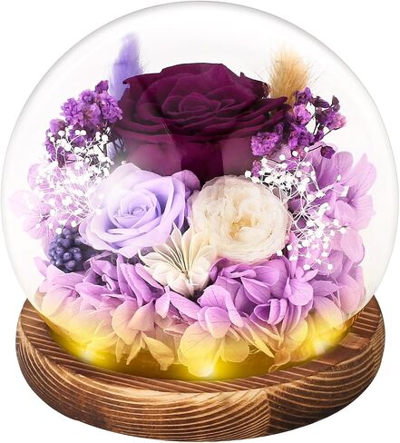 Preserved Real Rose Forever Flowers with Heart I Love You Necklace Unique Gifts for Her Mom Grandma Wife Girlfriend Birthday Valentines Christmas Thanksgiving Mother’s Day (Purple) in Saudi Arabia