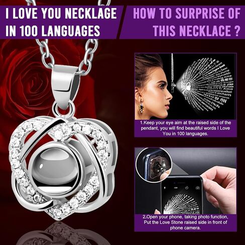 Preserved Real Rose Forever Flowers with Heart I Love You Necklace Unique Gifts for Her Mom Grandma Wife Girlfriend Birthday Valentines Christmas Thanksgiving Mother’s Day (Purple) in Saudi Arabia