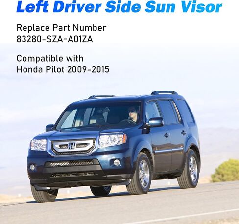 Left Drvier Side Sun Visor مع نوبات الضوء لعام 2009 2010 2011 2012 2013 2014 2015 Honda Pilot يحل محل# 83280-SZA-A01ZA (Gray) in Kuwait