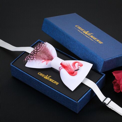 Men's Handmade Feather Bow Tie Satin Silk Pre-tied Solid Bow Ties for Men with Gift Box in Saudi Arabia