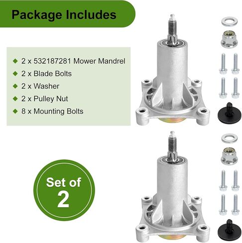 مجموعة عمود الدوران Belleone 187292 تناسب الحرفيين Husqvarna Ariens Poulan Pro، 587819701 مجموعة مغزل لـ 42 بوصة 46 بوصة 48 بوصة 54 جزازة سطح السفينة، استبدال لـ 192870 532187281 532187292 567253301 in Kuwait