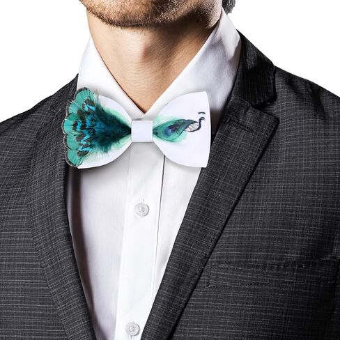 Men's Handmade Feather Bow Tie Satin Silk Pre-tied Solid Bow Ties for Men with Gift Box in Saudi Arabia
