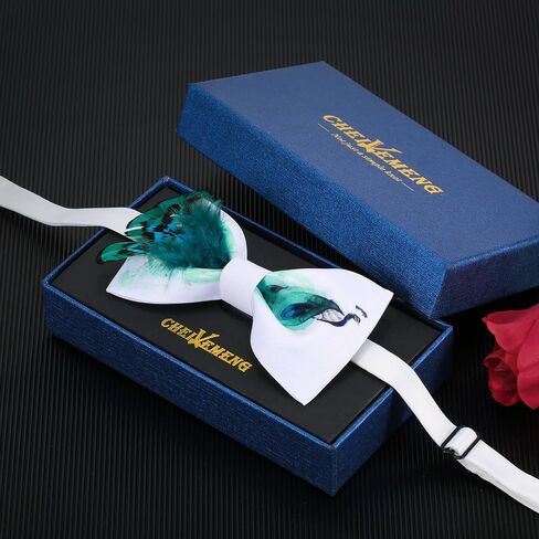 Men's Handmade Feather Bow Tie Satin Silk Pre-tied Solid Bow Ties for Men with Gift Box in Saudi Arabia
