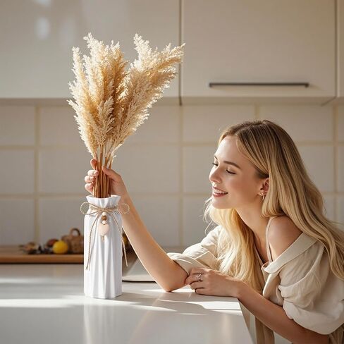 Elegant 8 Inch Ceramic Vase with Geometric Pattern, Decorative Vase with Jute Rope & Heart Charm for Home Décor, Table Centerpieces, and Gifts, Ideal for Living Room, Bedroom, and Office in Kuwait