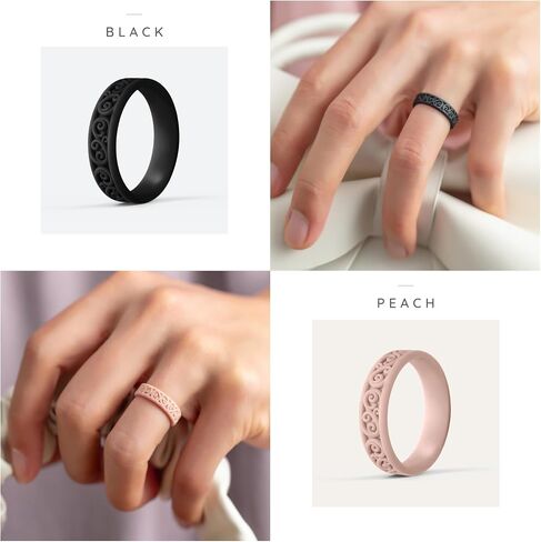 ThunderFit Silicone Ring Wedding Bands for Women, Modern Classic Bridal Sets, 5.5mm Wide, 1.9mm Thick, Women's Rubber Engagement Bands, Variety Multipack 4-6 in Kuwait