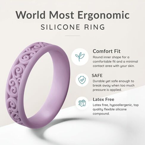 ThunderFit Silicone Ring Wedding Bands for Women, Modern Classic Bridal Sets, 5.5mm Wide, 1.9mm Thick, Women's Rubber Engagement Bands, Variety Multipack 4-6 in Kuwait