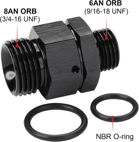 6AN -6 ORB Male to 8AN -8 ORB Male Swivel Union Fitting Adapter Coupler Aluminum Black in Saudi Arabia