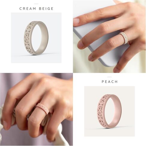 ThunderFit Silicone Ring Wedding Bands for Women, Modern Classic Bridal Sets, 5.5mm Wide, 1.9mm Thick, Women's Rubber Engagement Bands, Variety Multipack 4-6 in Kuwait