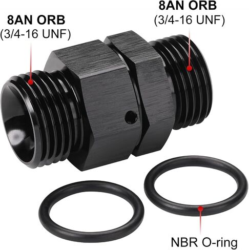6AN -6 ORB Male to 8AN -8 ORB Male Swivel Union Fitting Adapter Coupler Aluminum Black in Saudi Arabia