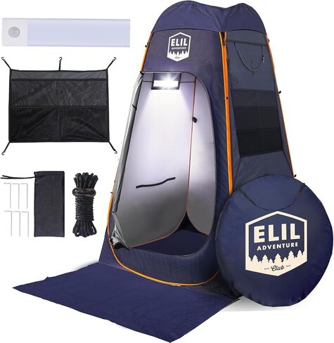 Camping Shower Tent with LED Sensor Light 6.23 ft Camp Shower Large Tent Easy Pop Up Privacy Tent Beach Changing Tent Pop Up Shower Tent Outdoor Shower Enclosure Portable Shower Tents for Camping in Kuwait