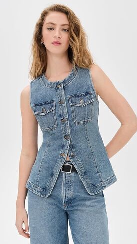 Madewell Women's Denim High Crew Neck Vest in Saudi Arabia