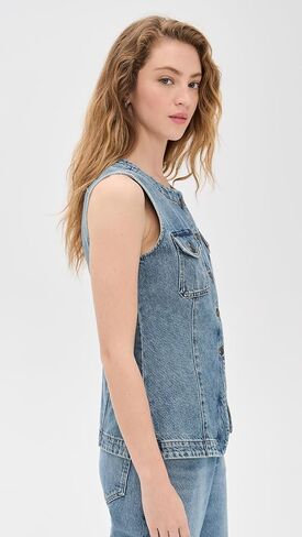 Madewell Women's Denim High Crew Neck Vest in Saudi Arabia