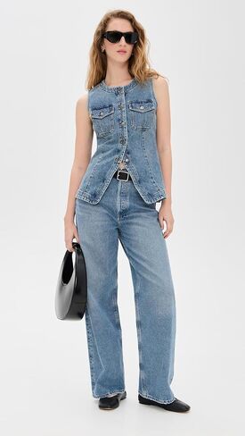 Madewell Women's Denim High Crew Neck Vest in Saudi Arabia