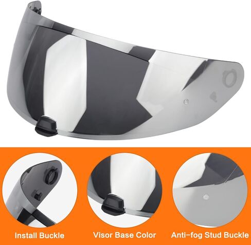 LKV HJ-31 Motorcycle Helmet Visor - i10 Helment Visor UV Protection Face Shield Accessories Replacement for i10 HJ31 i70 (Chrome Silver) in Saudi Arabia