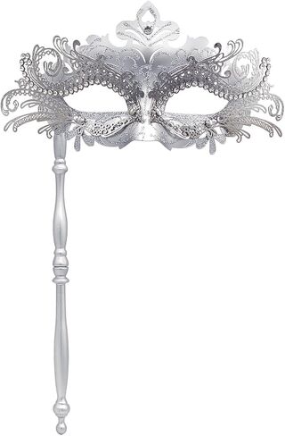 قناع تنكري البندقية مع مقبض ، تصميم فليجري مع أحجار الراين ، قناع عصا محمولة لماردي غرا in Kuwait