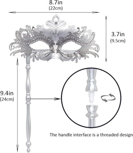 قناع تنكري البندقية مع مقبض ، تصميم فليجري مع أحجار الراين ، قناع عصا محمولة لماردي غرا in Kuwait