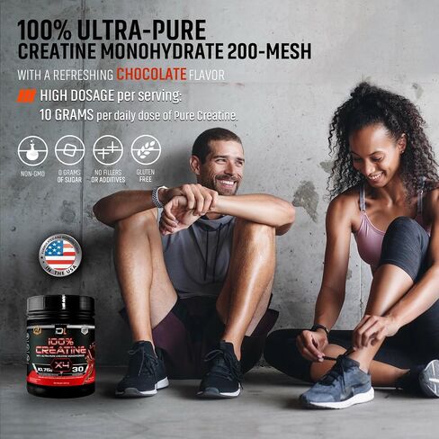 Ultra-Pure Creatine Monohydrate Powder | 100% Micronized Creatine | Build Lean Muscle Mass, Boost Performance, Endurance & Supports Muscle Recovery | No Sugar | 30 Servings (300g, Chocolate) in Saudi Arabia