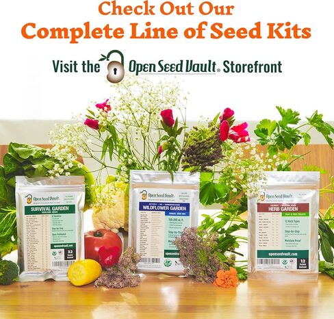 Open Seed Vault 15,000 Heirloom Seeds Non GMO Organic for Planting Vegetables & Fruits (32 Variety Pack) - Survival Gear Food, Gardening Gifts, Emergency Supplies - Premium Quality, High Yield Produce in Saudi Arabia