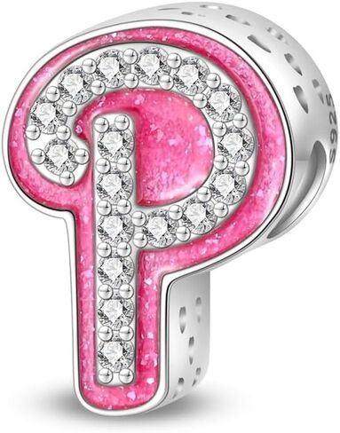 Christmas Jewelry Charms 925 Sterling silver 26 letters A-Z Pendent Beaded pink stone lady fits for pandora charm bracelets&necklaces princess doll style 26 letters Charms,Mother's Day Birthday Christmas Gifts for Women Wife Friends in Saudi Arabia