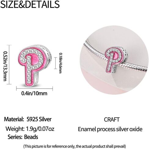 Christmas Jewelry Charms 925 Sterling silver 26 letters A-Z Pendent Beaded pink stone lady fits for pandora charm bracelets&necklaces princess doll style 26 letters Charms,Mother's Day Birthday Christmas Gifts for Women Wife Friends in Saudi Arabia
