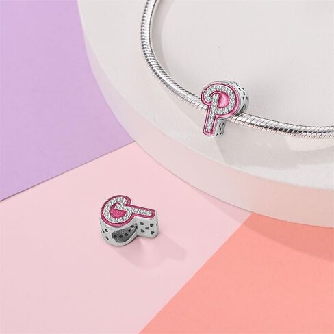 Christmas Jewelry Charms 925 Sterling silver 26 letters A-Z Pendent Beaded pink stone lady fits for pandora charm bracelets&necklaces princess doll style 26 letters Charms,Mother's Day Birthday Christmas Gifts for Women Wife Friends in Saudi Arabia