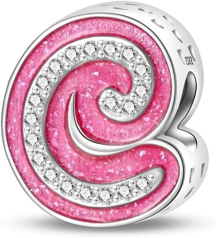 Christmas Jewelry Charms 925 Sterling silver 26 letters A-Z Pendent Beaded pink stone lady fits for pandora charm bracelets&necklaces princess doll style 26 letters Charms,Mother's Day Birthday Christmas Gifts for Women Wife Friends in Saudi Arabia