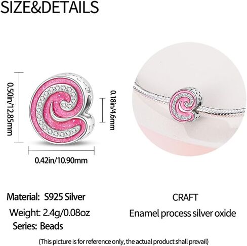 Christmas Jewelry Charms 925 Sterling silver 26 letters A-Z Pendent Beaded pink stone lady fits for pandora charm bracelets&necklaces princess doll style 26 letters Charms,Mother's Day Birthday Christmas Gifts for Women Wife Friends in Saudi Arabia