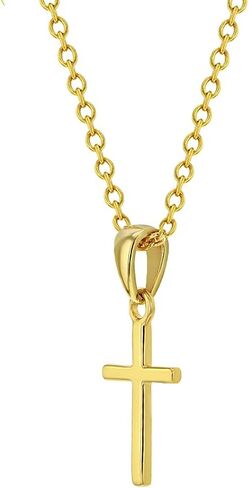 925 Sterling Silver 16 "جنسين قلادة صغيرة من القلادة الصغيرة للرضع والأطفال الصغار - المجوهرات المتقاطعة المصقول الصغيرة للفتيات الصغيرات والفتيان - قلادات دينية من أجل الملحقات اليومية للأطفال in Saudi Arabia