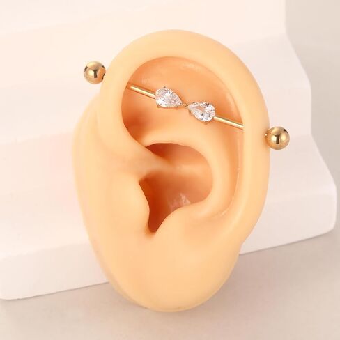 GAGABODY Industrial Barbell Industrial Bar Jewelry 14g Industrial Piercing Jewelry CZ Industrial Bar Piercing 14G Cartilage Earring G23 Titanium Industrial Earrings for Women in Kuwait
