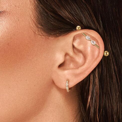 GAGABODY Industrial Barbell Industrial Bar Jewelry 14g Industrial Piercing Jewelry CZ Industrial Bar Piercing 14G Cartilage Earring G23 Titanium Industrial Earrings for Women in Kuwait