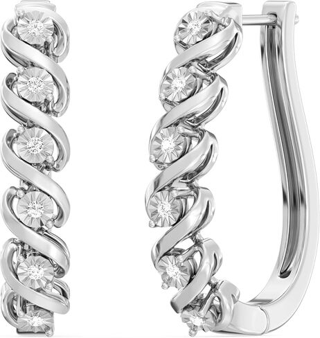 GILDED Lab-Grown Diamond Hoop Earrings for Women, Sterling Silver Hinged Hoops – Elegant Jewelry Gift box included in Kuwait