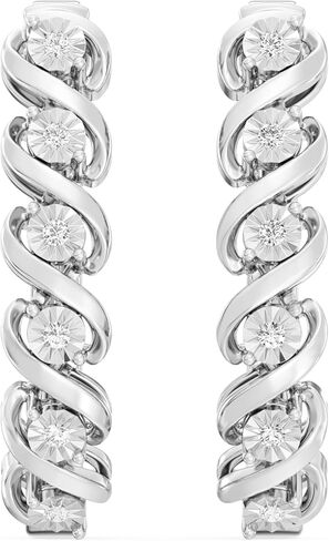 GILDED Lab-Grown Diamond Hoop Earrings for Women, Sterling Silver Hinged Hoops – Elegant Jewelry Gift box included in Kuwait