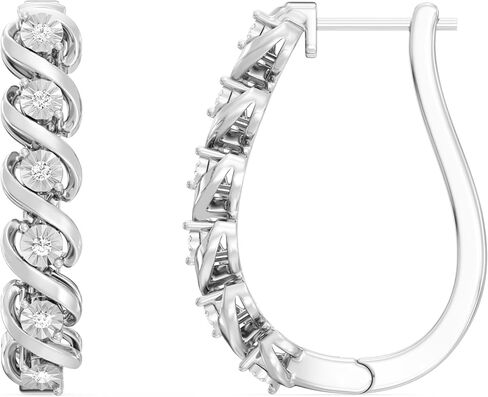 GILDED Lab-Grown Diamond Hoop Earrings for Women, Sterling Silver Hinged Hoops – Elegant Jewelry Gift box included in Kuwait