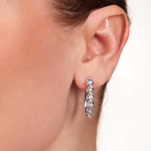 GILDED Lab-Grown Diamond Hoop Earrings for Women, Sterling Silver Hinged Hoops – Elegant Jewelry Gift box included in Kuwait